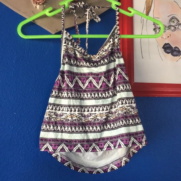 Tribal Print Halter Crop Top - Picture 2 of 6